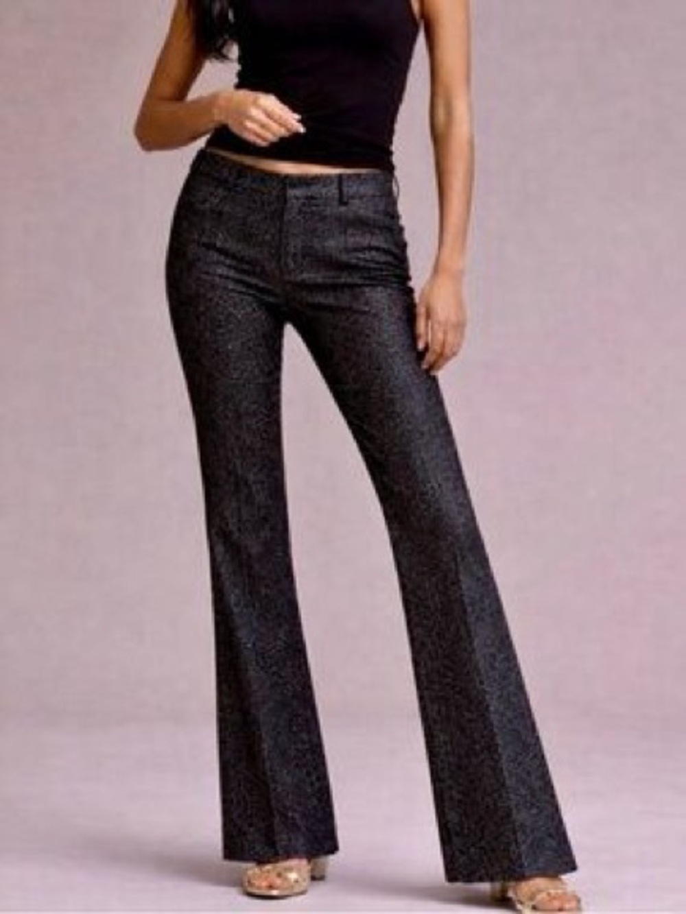Alice & Olivia Sparkly Wool-Blend Flared Pants - Size 6
